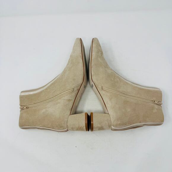 effrey Campbell Peace Out Square Toe Booties Size 8.5 Beige Suede Block Heel - Picture 9 of 15